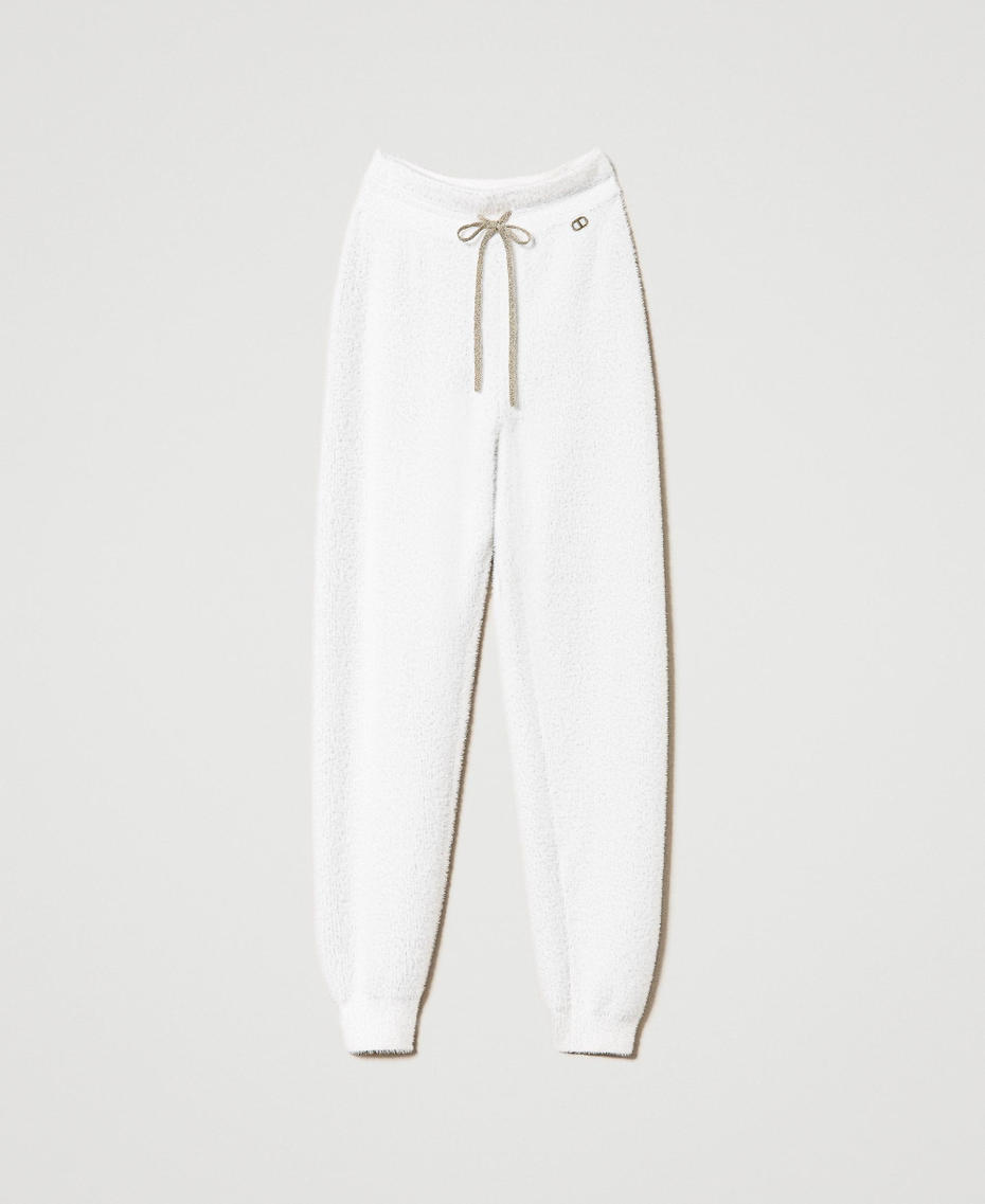 Pantalon de jogging en maille piquée jacquard Blanc Neige Femme 232TT3182-0S