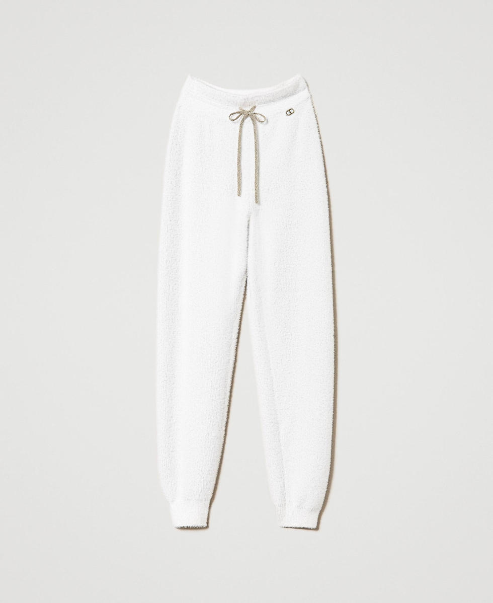 Pique jacquard knit joggers Woman White TWINSET Milano