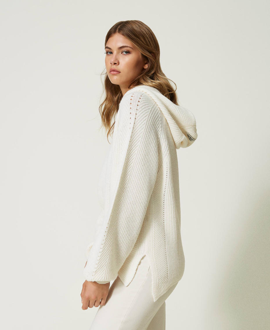 Ribbed wool and alpaca maxi jumper White Snow Woman 232TT3190_00282_03