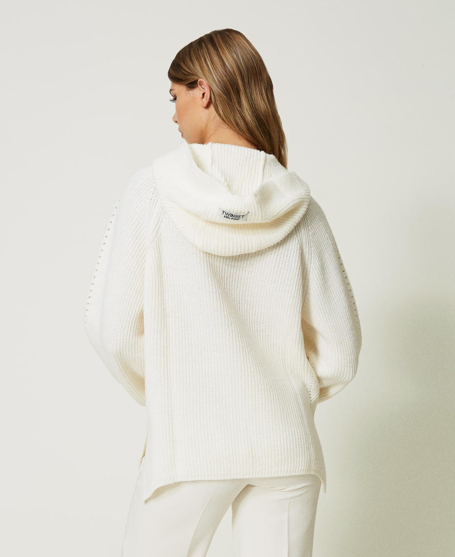 Ribbed wool and alpaca maxi jumper White Snow Woman 232TT3190_00282_04