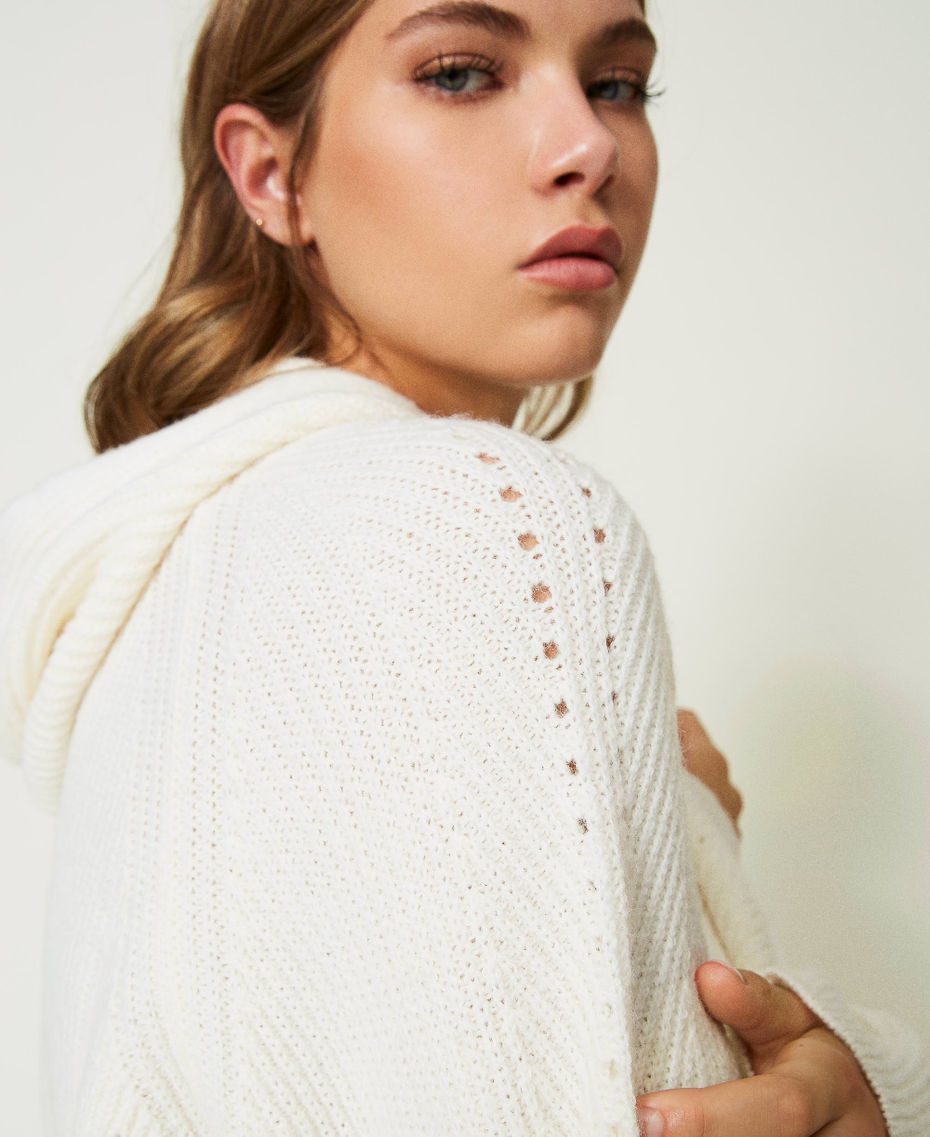 Ribbed wool and alpaca maxi jumper White Snow Woman 232TT3190_00282_05