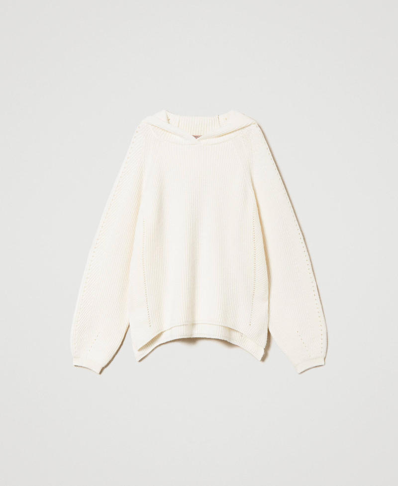 Ribbed wool and alpaca maxi jumper White Snow Woman 232TT3190_00282_0S