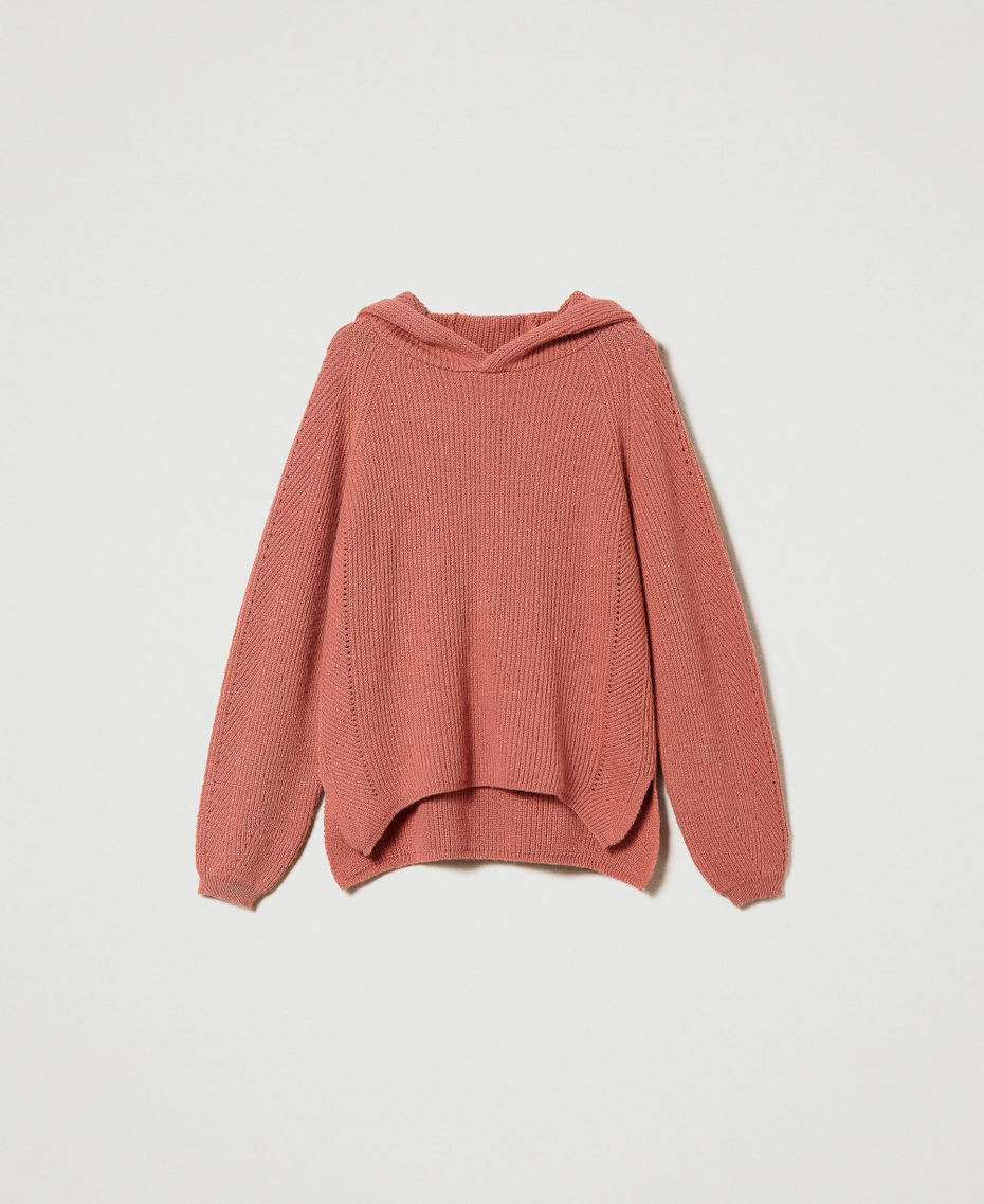 Maxi pull côtelé en laine et alpaga