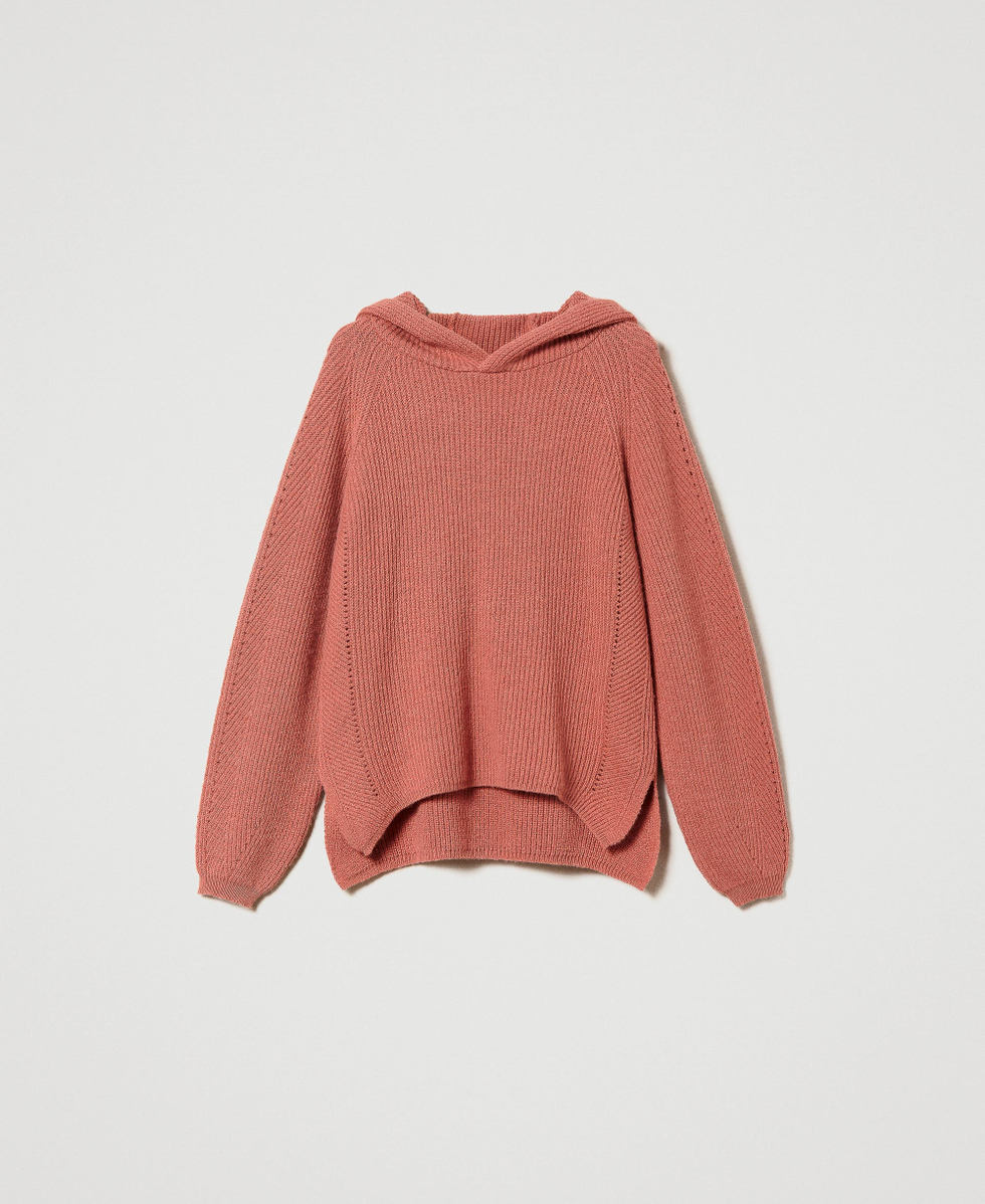 Maxi pull c&ocirc;tel&eacute; en laine et alpaga