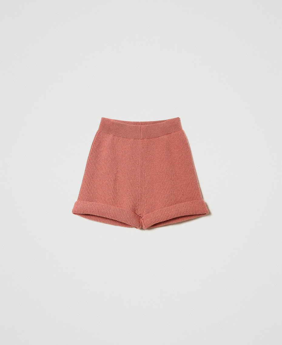 Ribbed wool and alpaca knit shorts