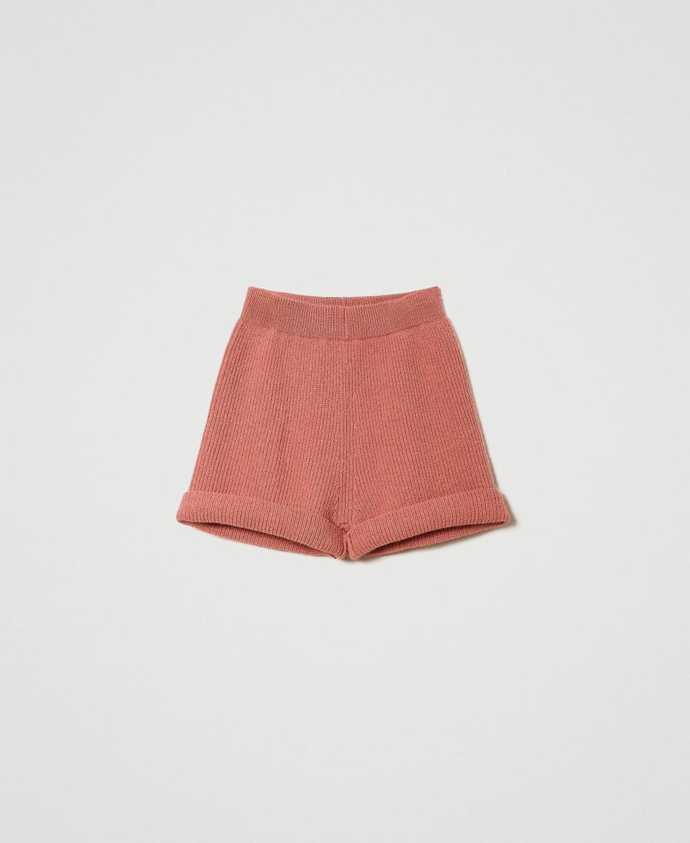 Ribbed wool and alpaca knit shorts