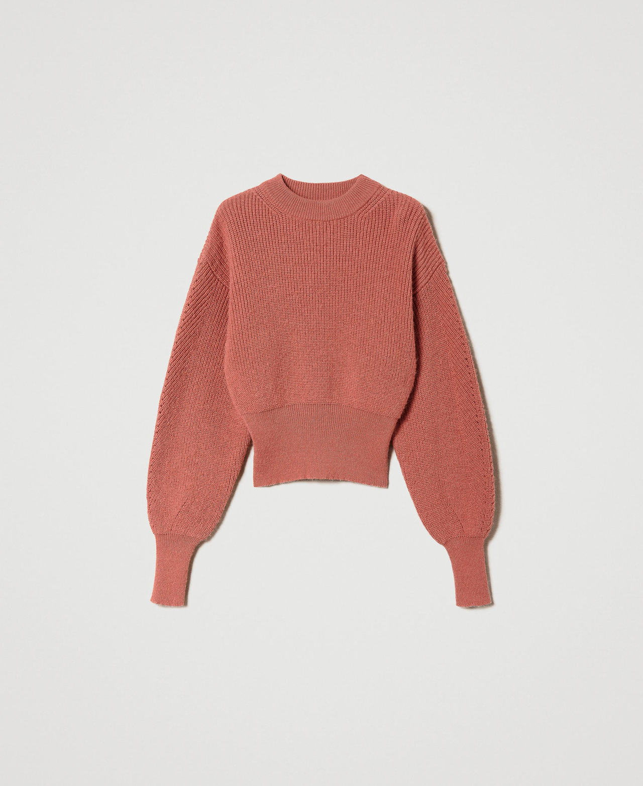 Pull côtelé en laine et alpaga