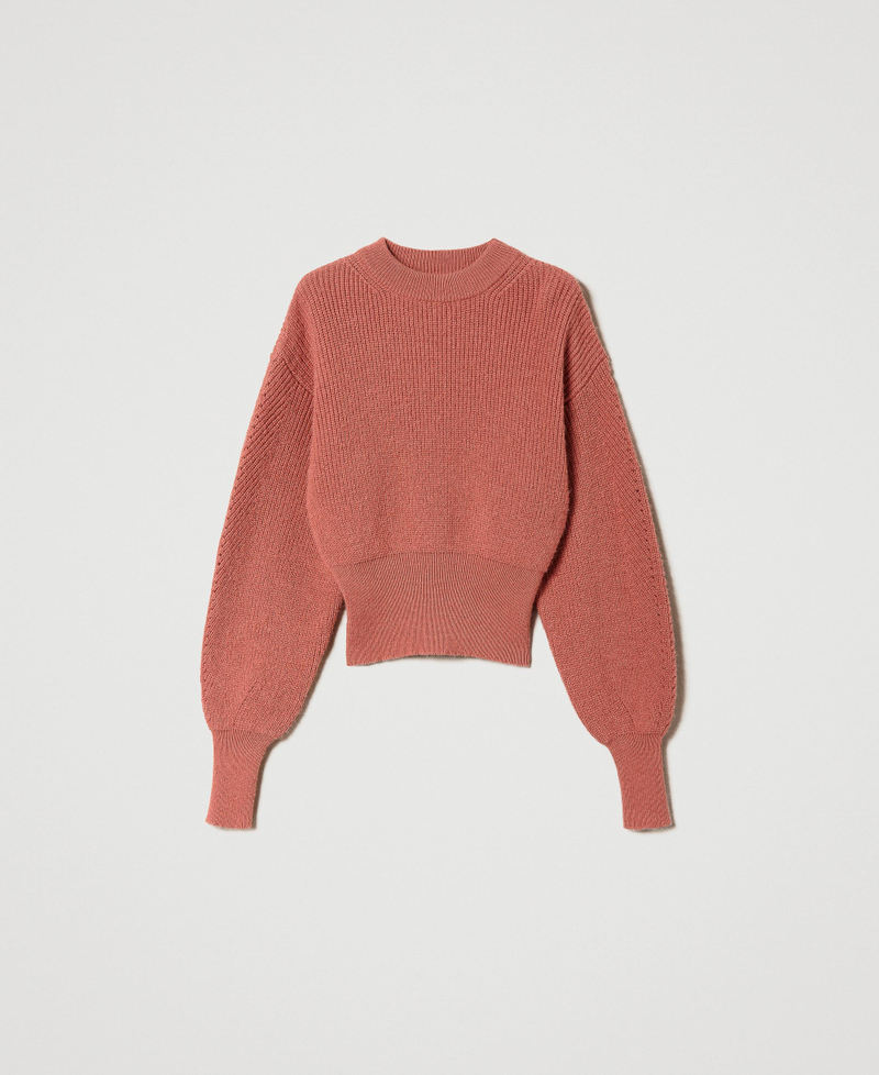 Pull côtelé en laine et alpaga