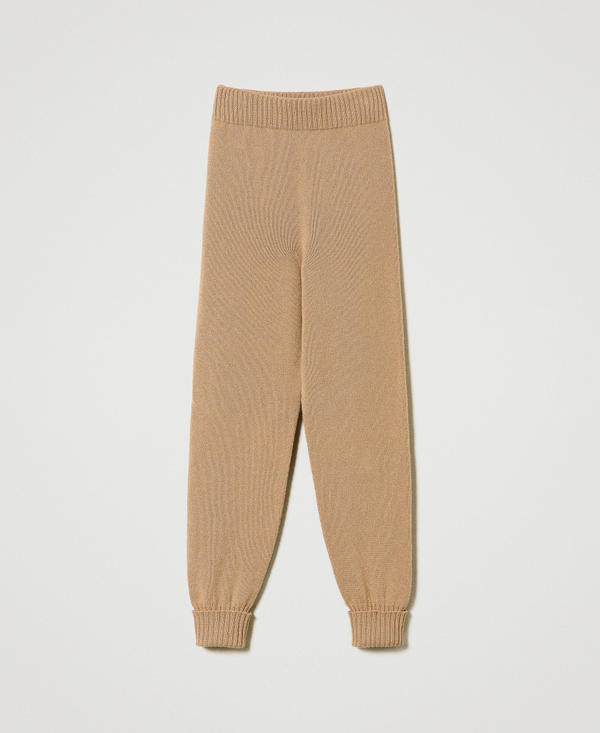 Pantaloni joggers in misto lana e lurex