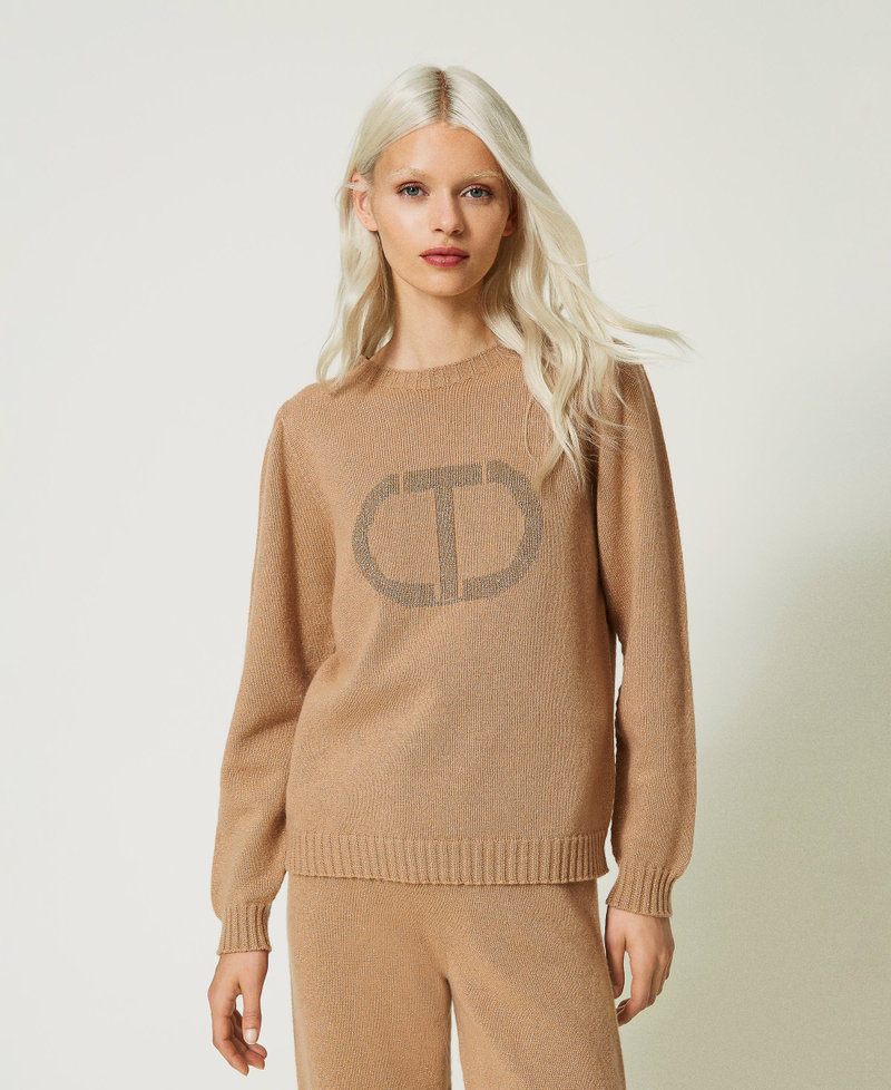 Maglia in misto lana e lurex con Oval T