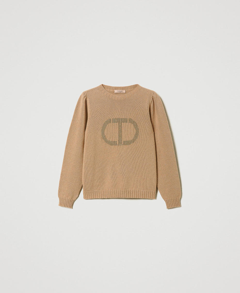 Wool and lurex blend jumper with Oval T