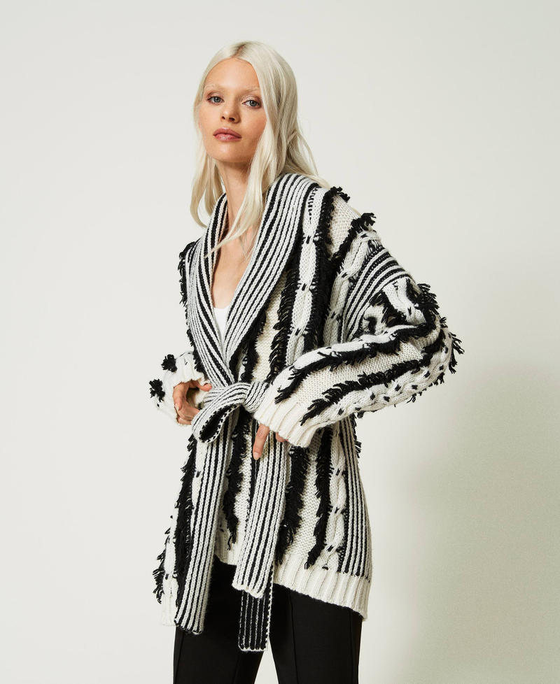 Cardigan en laine mélangée bicolore