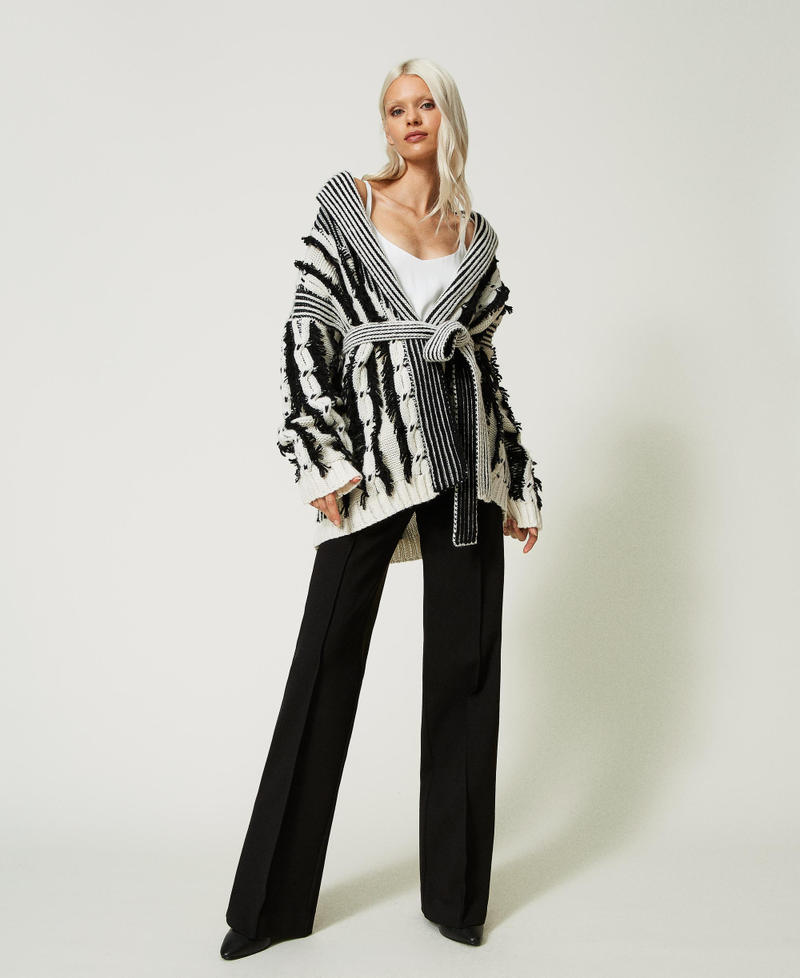 Cardigan en laine mélangée bicolore