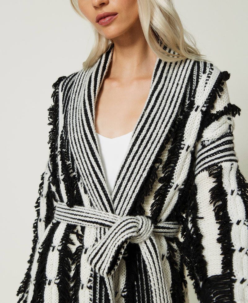 Cardigan en laine mélangée bicolore