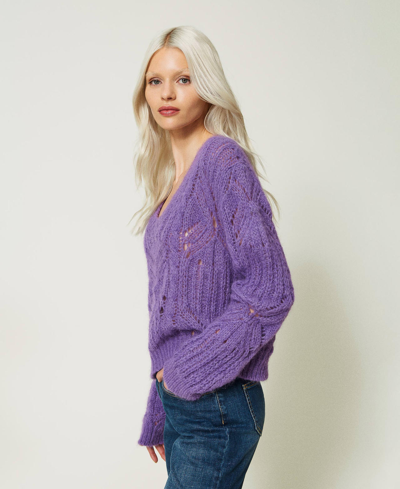 Pull en mélange de mohair et alpaga