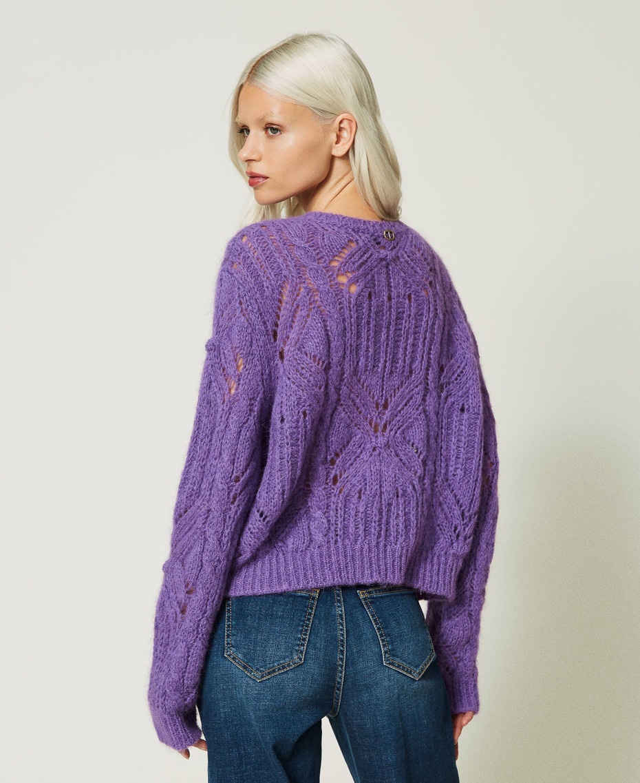 Pull SEZANE En Mohair Et Alpaga Taille L - Rose, Cache-Cœur, Fabriqué En Italie