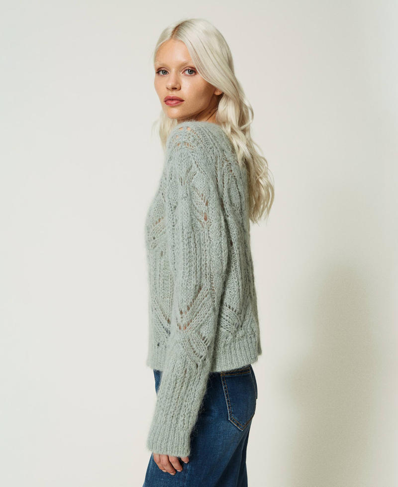 Alpaca and mohair blend jumper "Natural Sage” Green Woman 232TT321A_11060_02