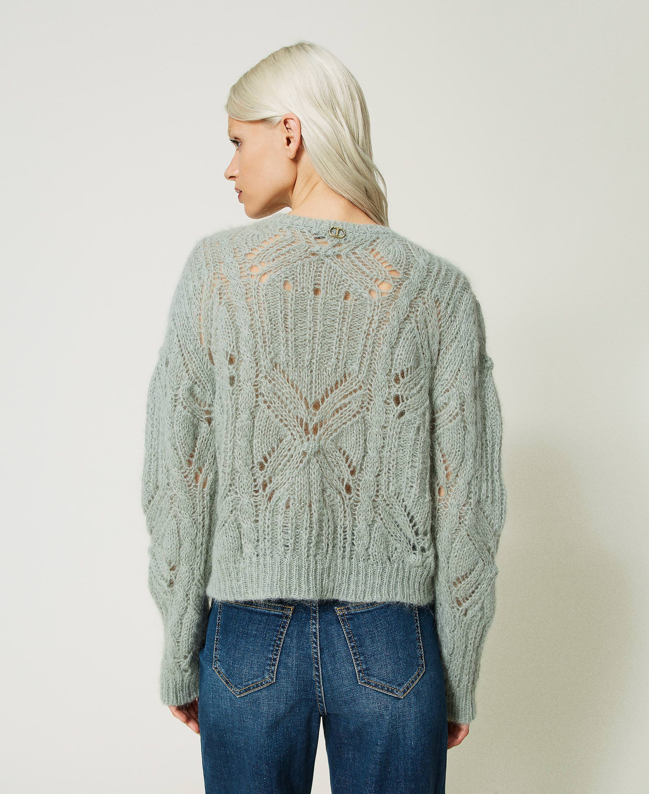 Alpaca and mohair blend jumper "Natural Sage” Green Woman 232TT321A_11060_03