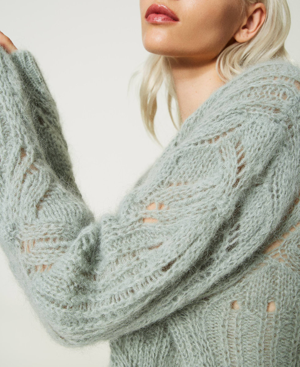 Pull en melange de mohair et alpaga Femme Vert TWINSET Milano