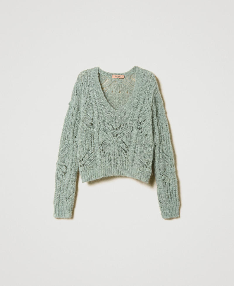 Alpaca and mohair blend jumper "Natural Sage” Green Woman 232TT321A_11060_S0