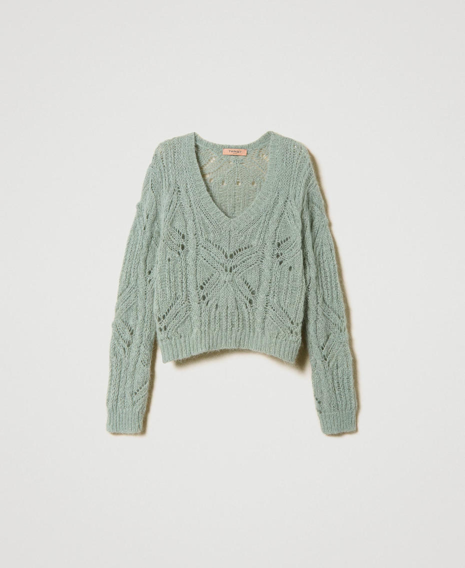 Alpaca and mohair blend jumper "Natural Sage” Green Woman 232TT321A_11060_S0