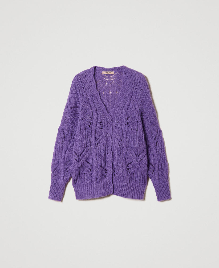 Alpaca and mohair blend cardigan Lavender Woman 232TT321B_00119_S0