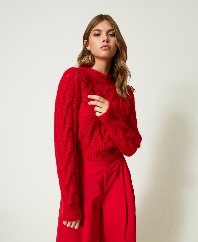 Pull court en mélange de mohair et alpaga