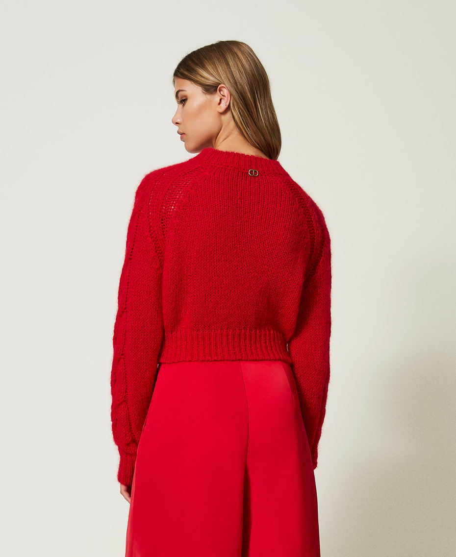 Pull court en mélange de mohair et alpaga