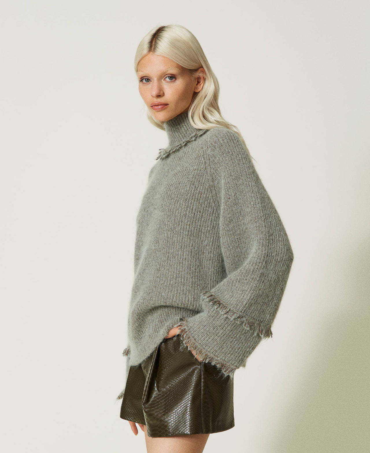 Maglia in misto mohair e alpaca lurex