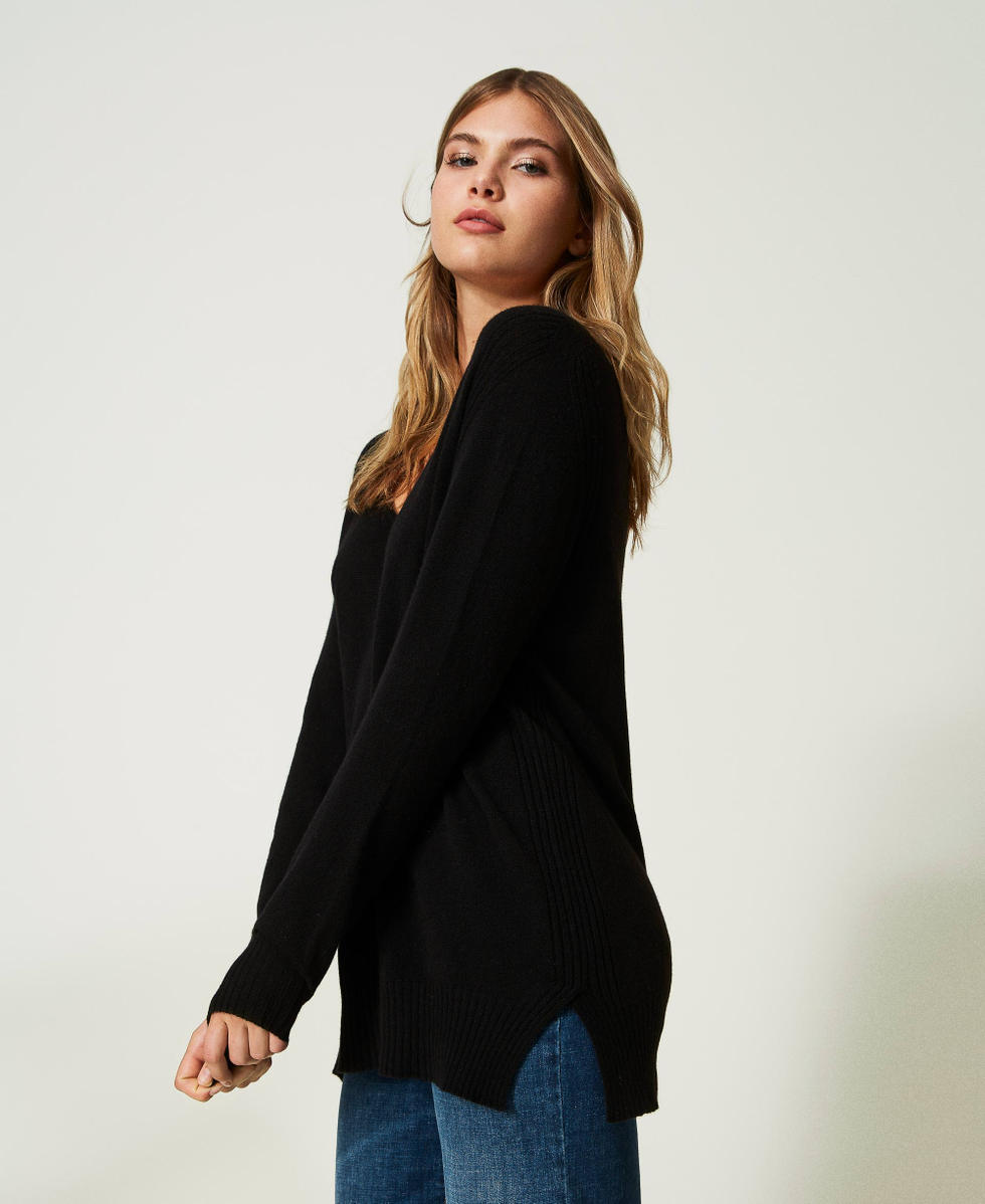 Maxi pull en cachemire Femme Noir TWINSET Milano