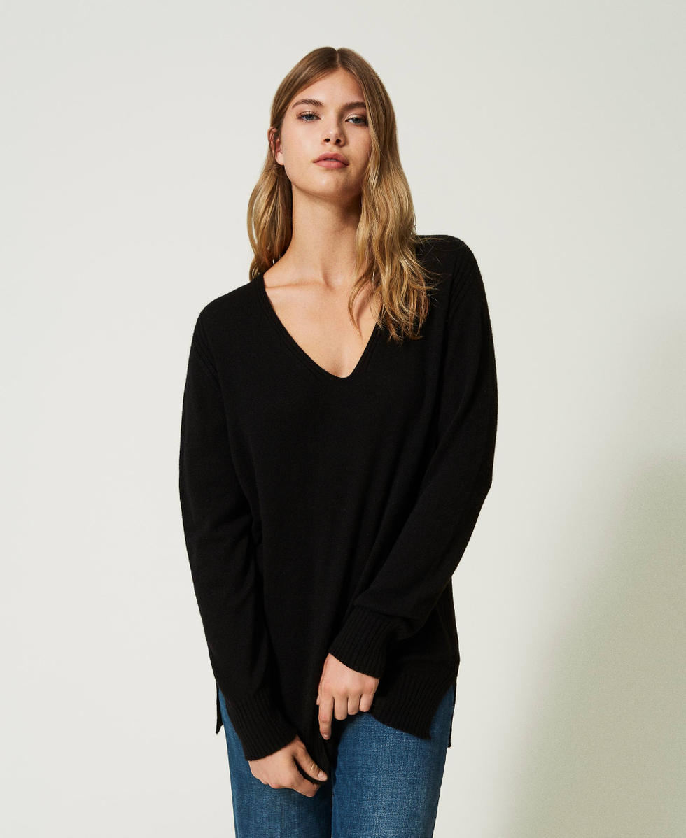 Maxi maglia in cashmere Donna, Nero