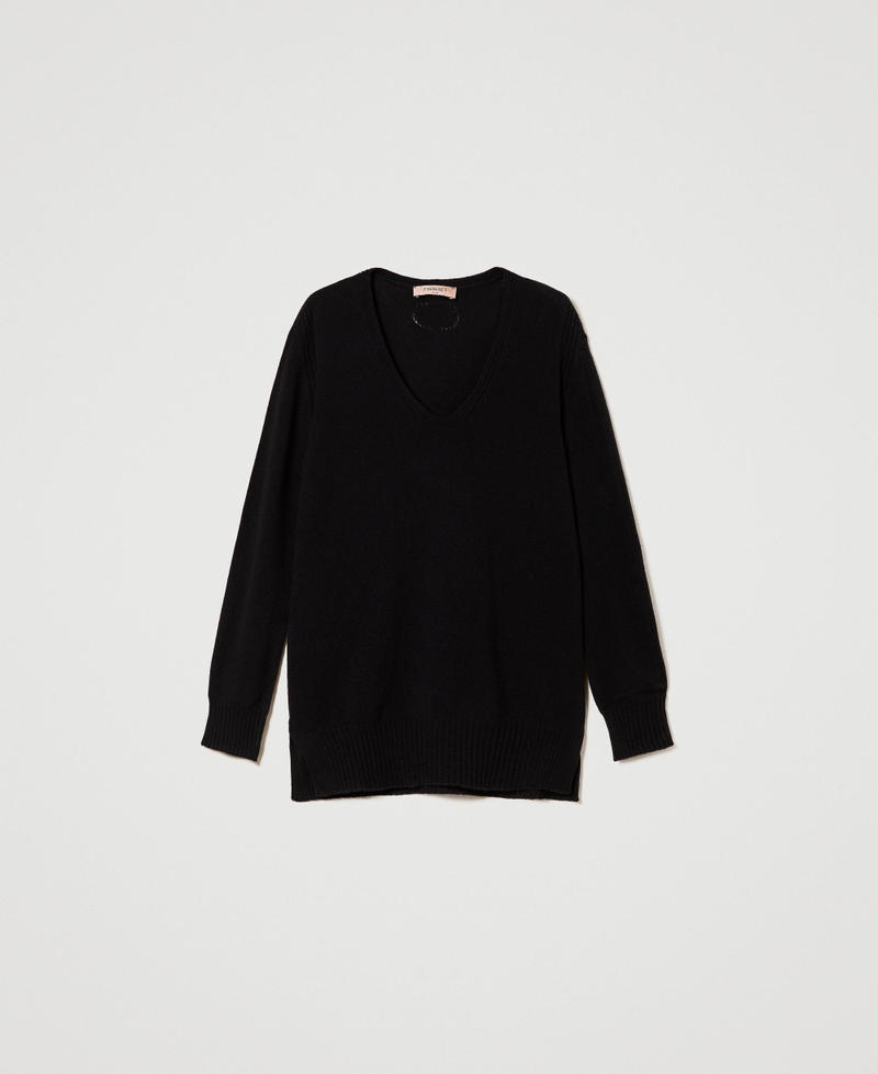 Maxi pull en cachemire Noir Femme 232TT3242_00006_S0