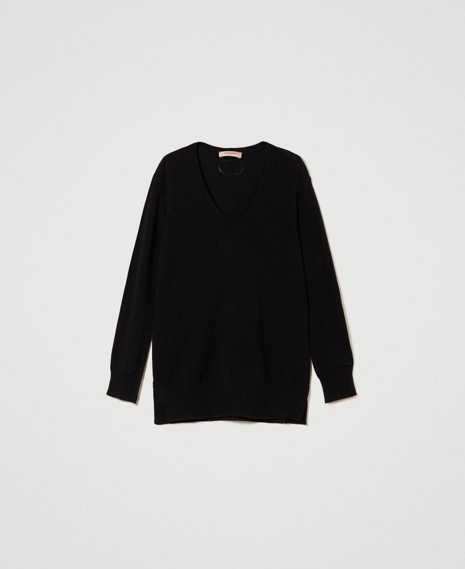 Maxi pull en cachemire Noir Femme 232TT3242_00006_S0