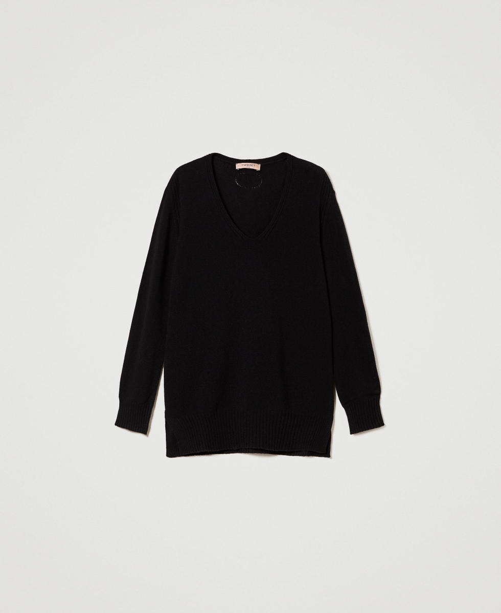 Cashmere maxi jumper Woman Black TWINSET Milano