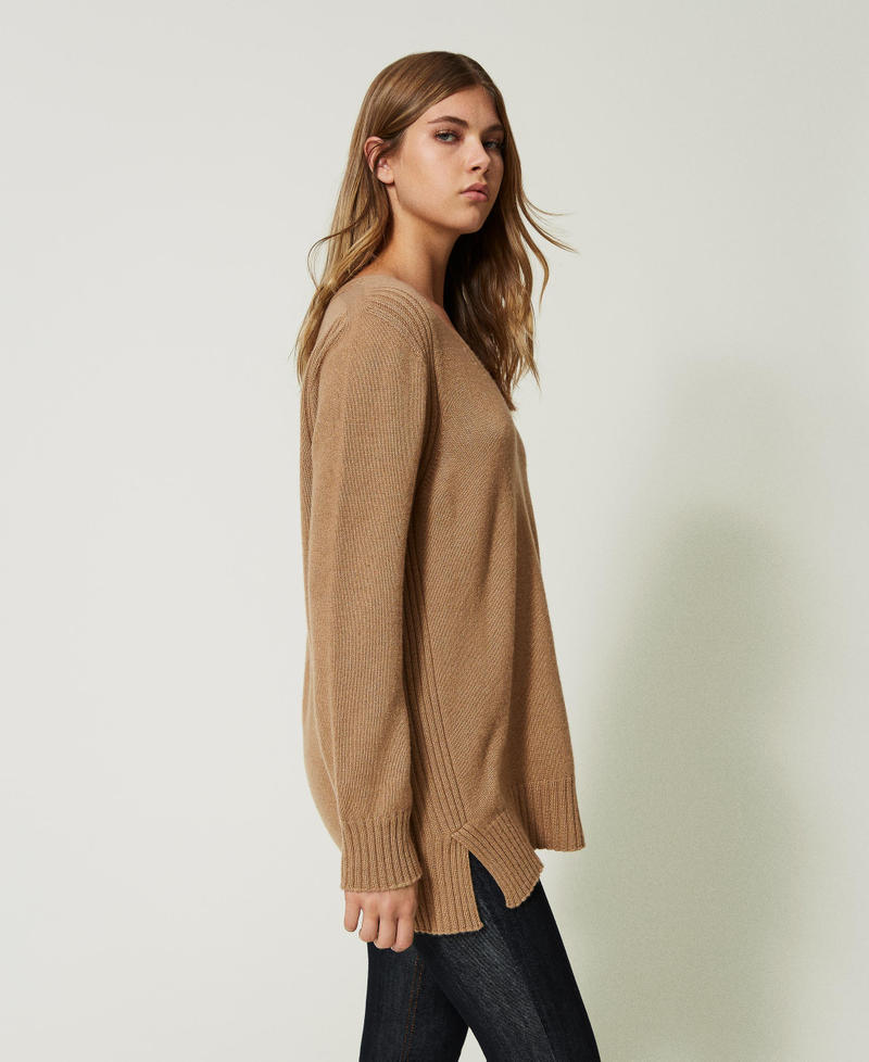Maxipullover aus Kaschmir Pecan Brown Frau 232TT3242_11063_02