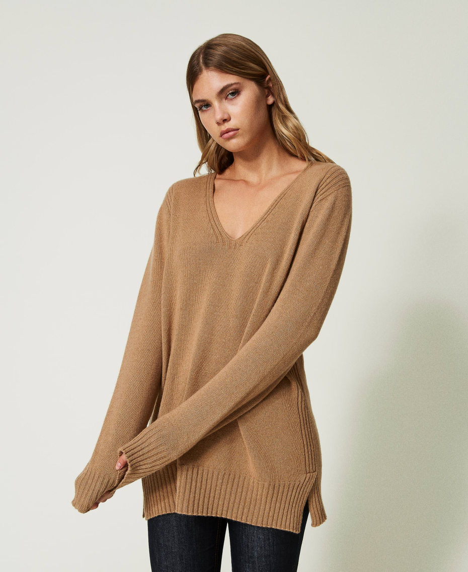 Maxipullover aus Kaschmir Pecan Brown Frau 232TT3242_11063_04