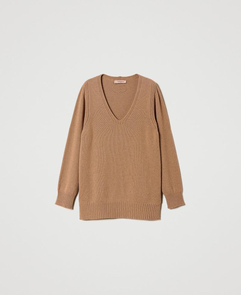 Maxipullover aus Kaschmir Pecan Brown Frau 232TT3242_11063_S0