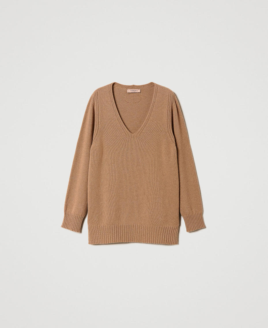 Maxipullover aus Kaschmir Pecan Brown Frau 232TT3242_11063_S0