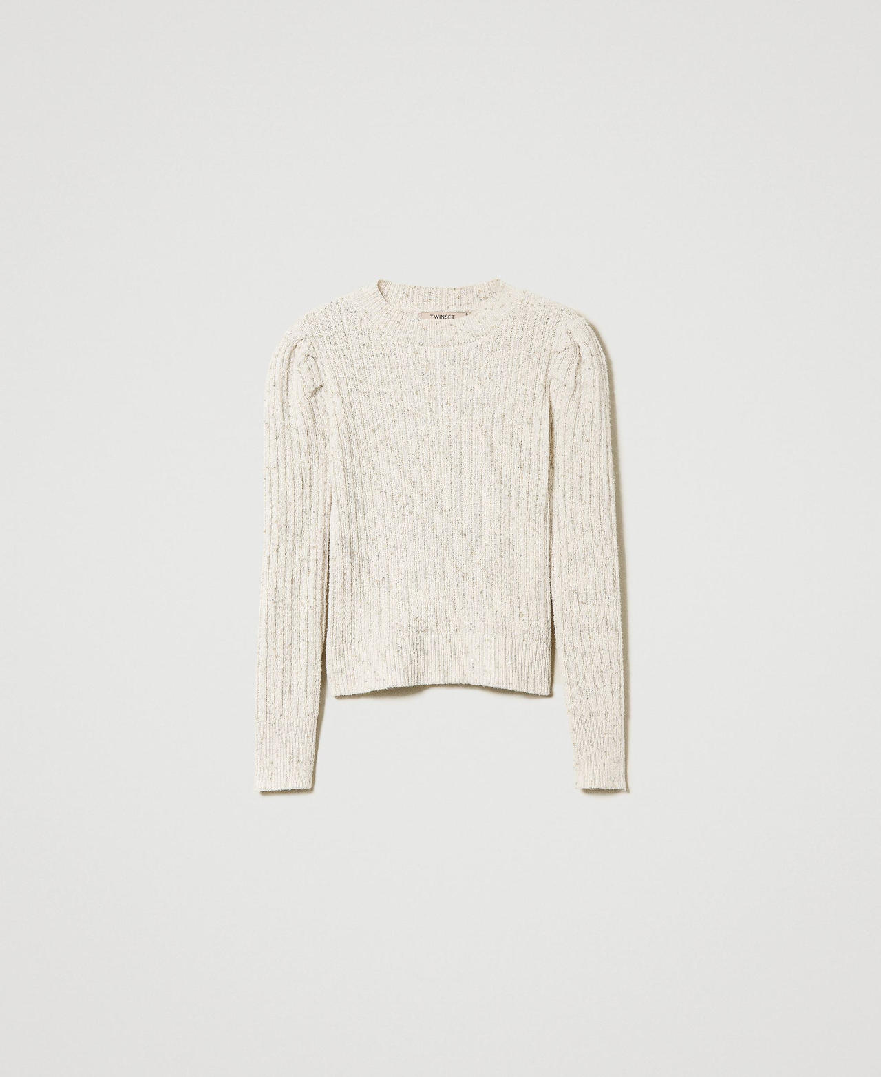 Ribbed turtleneck jumper with sequins White Snow Woman 232TT3290-0S