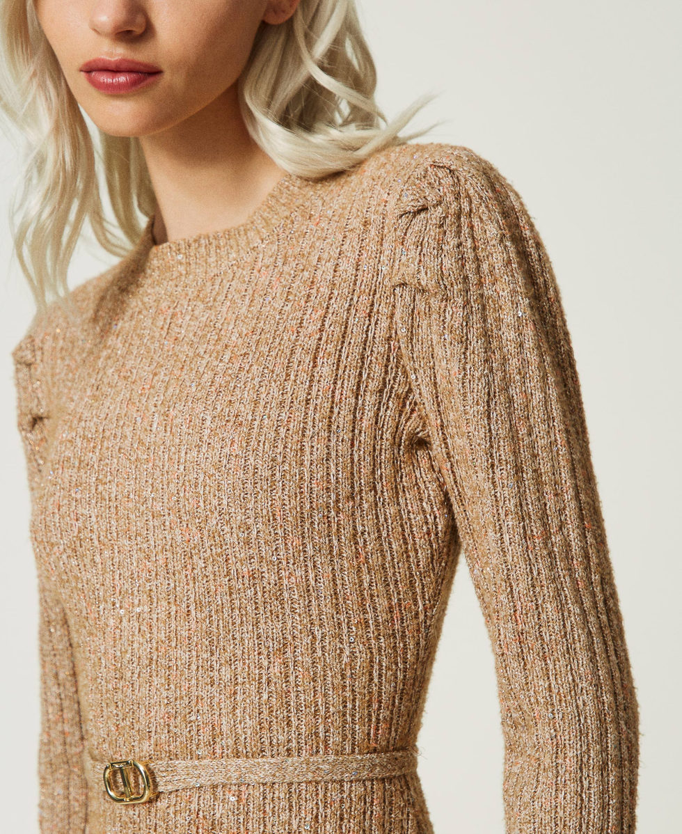 Abito corto a coste con paillettes