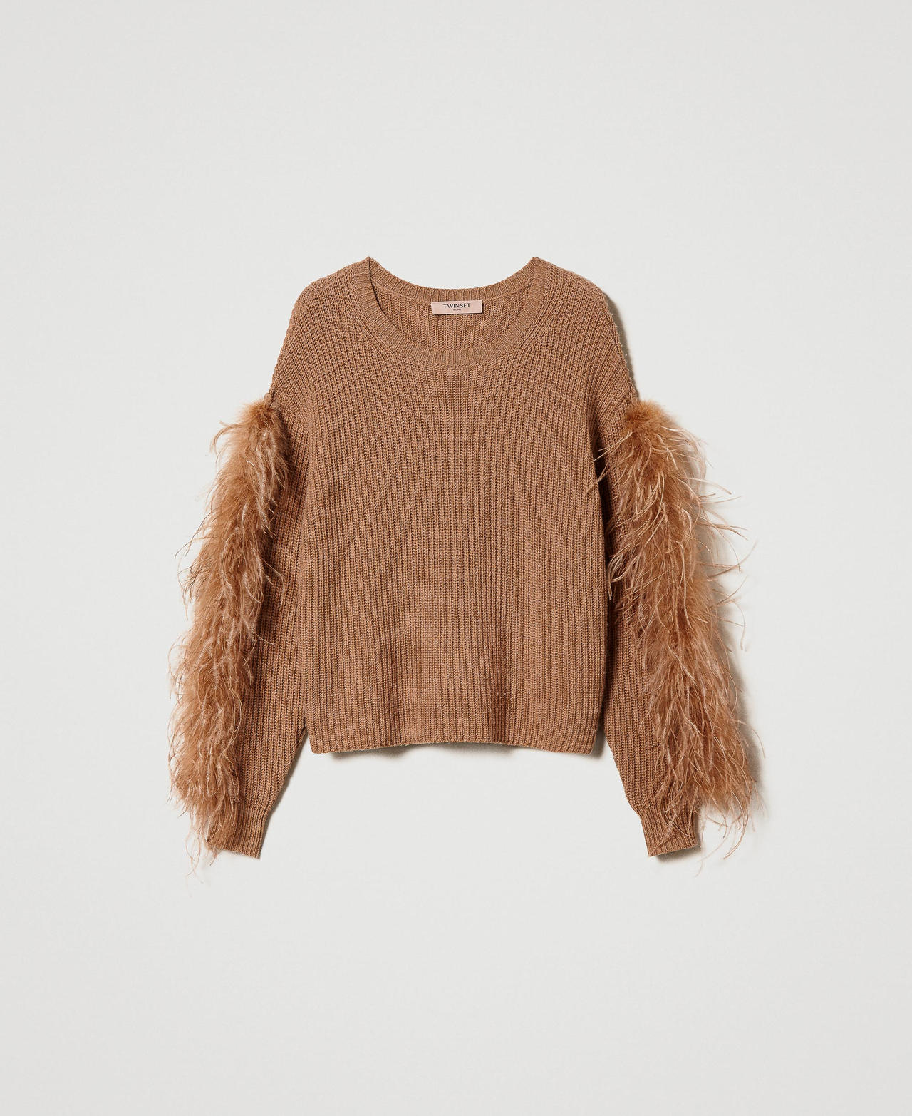 Pull en laine mélangée avec plumes