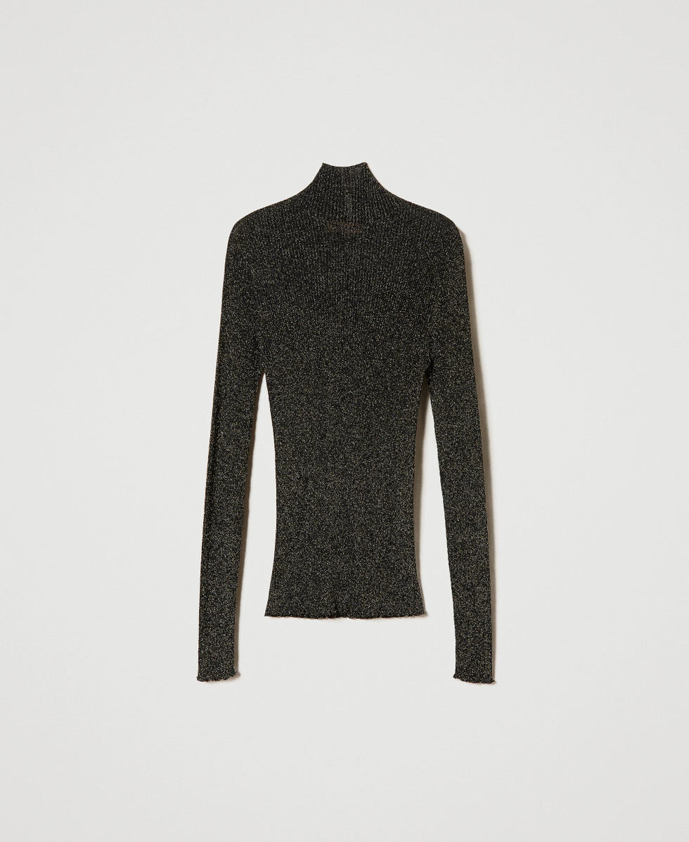 Pull col montant en lurex c&ocirc;tel&eacute;
