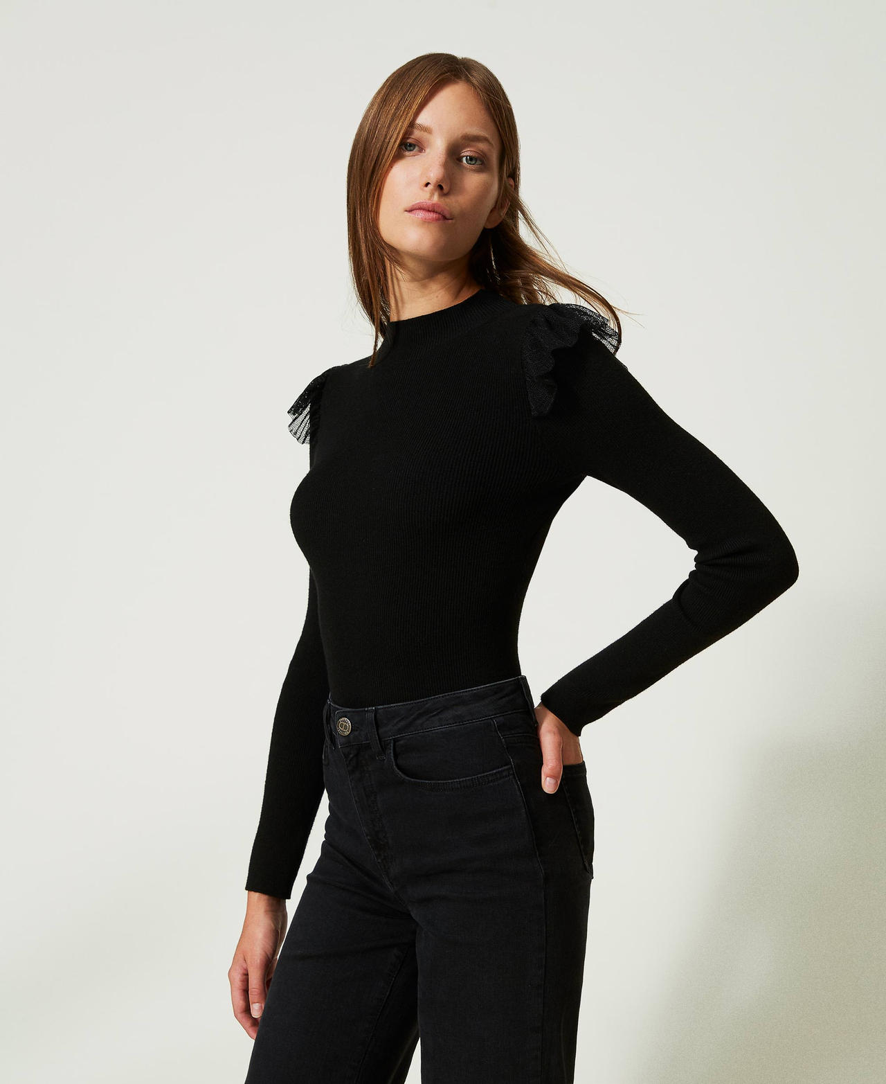 Body en maille avec volant en tulle