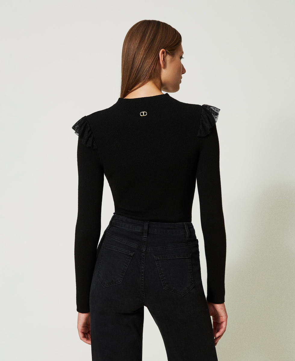 Maglia con maniche di tulle deals