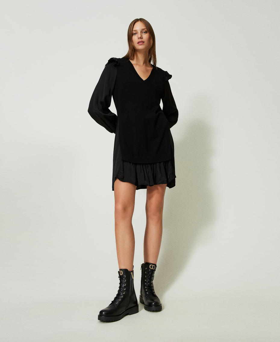 Short jacquard knit dress Black Woman 232TT3421-01