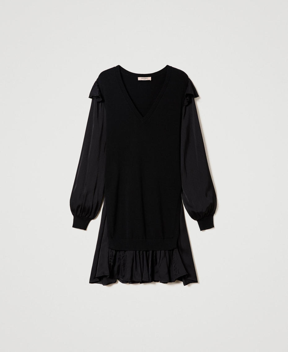 Короткое платье из жаккардового трикотажа Черный женщина 232TT3421-0S