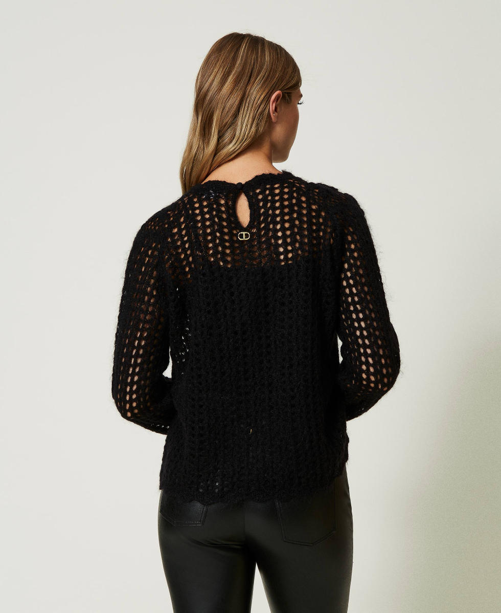 Pull en melange de laine et mohair Femme Noir TWINSET Milano
