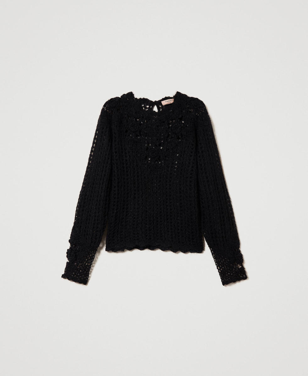 Pull mohair noir femme top