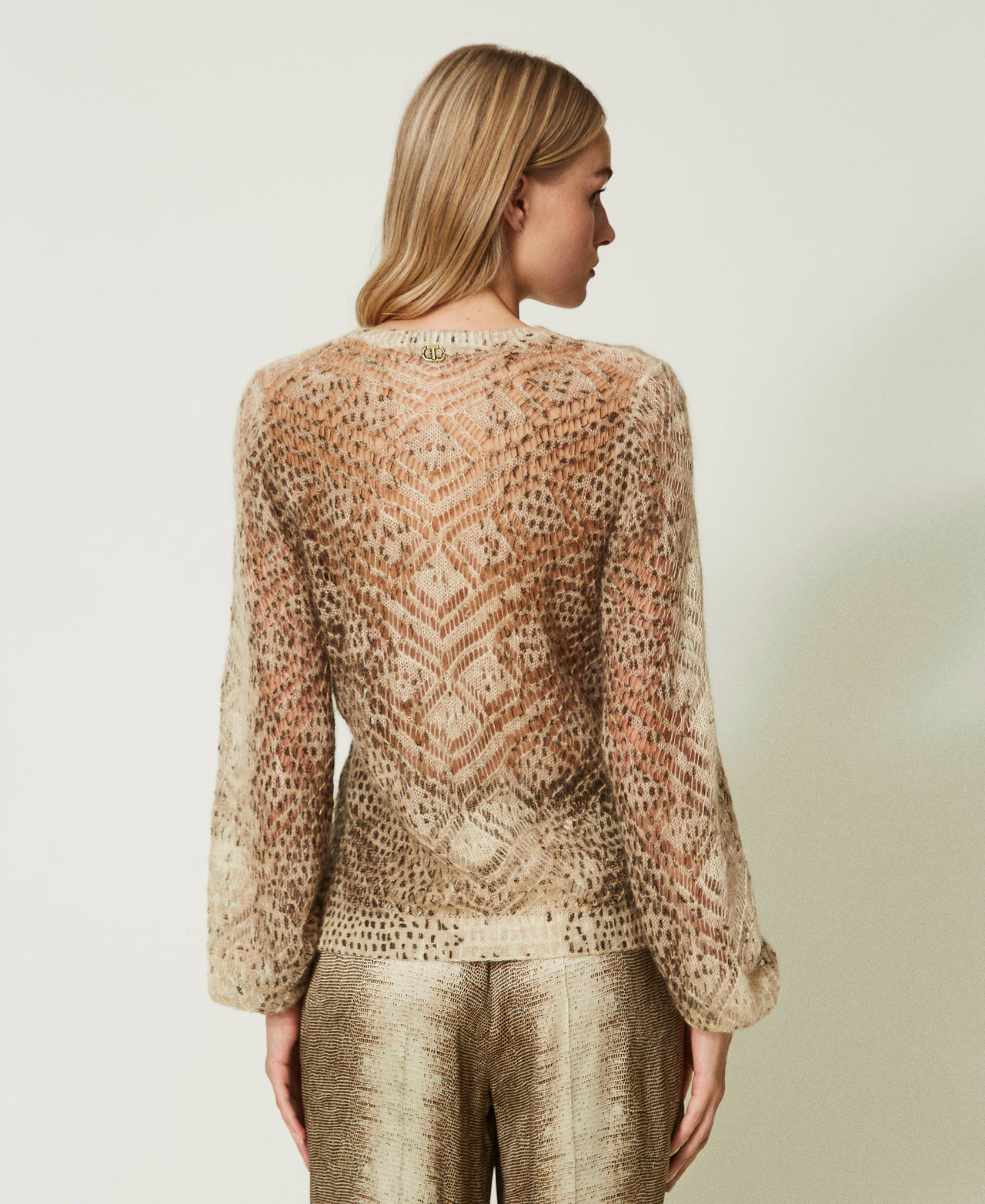 Pullover aus Wolle-Mohair-Mischung mit Animaldessin