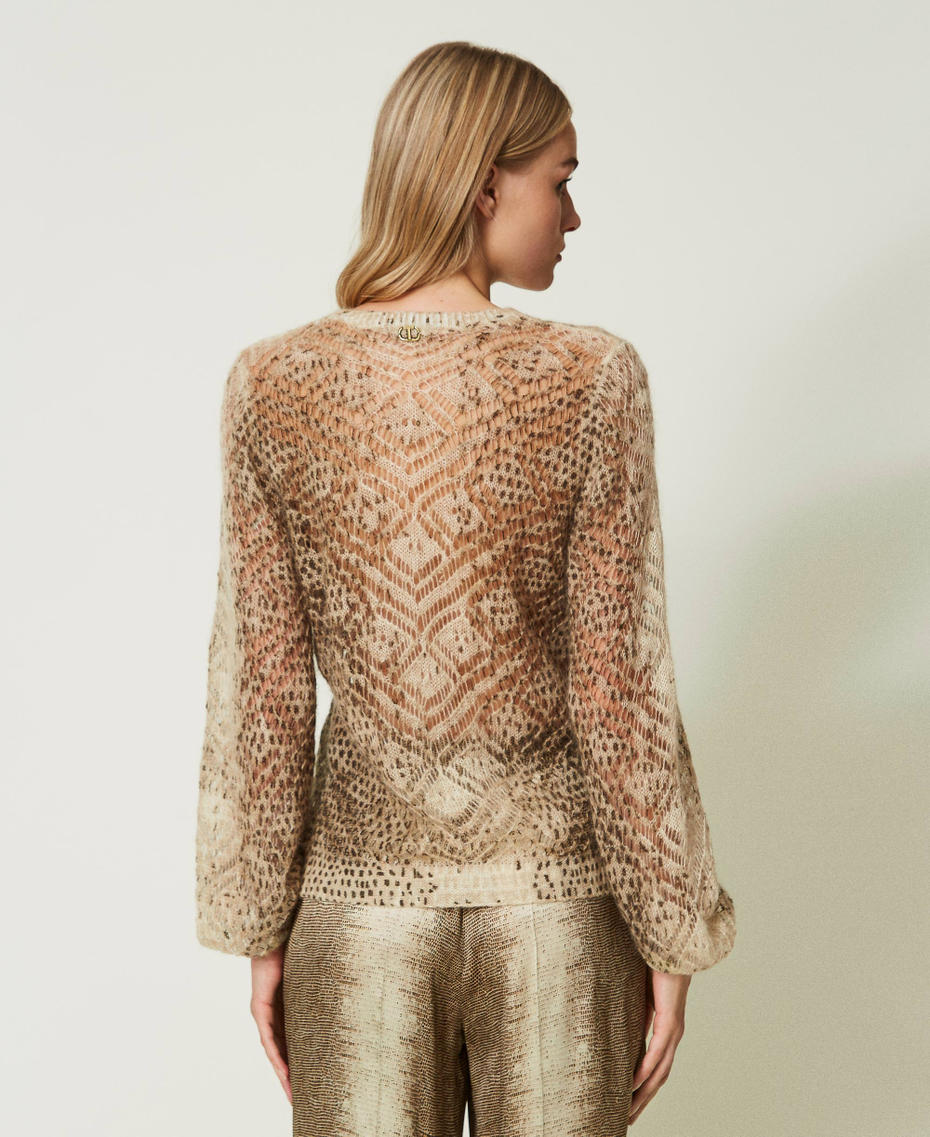 Wool and mohair blend jumper with animal print